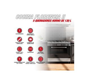 Cocina Florencia II 5 quemadores gas licuado/natural
