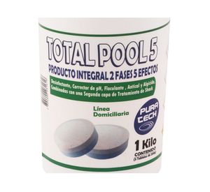 Cloro tableta integral piscina 1 kg Total pool 5 Pura tech