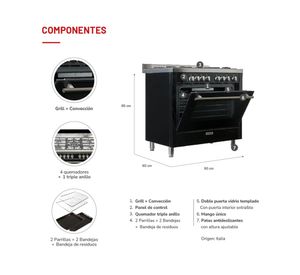 Cocina Venezia 5 quemadores gas licuado/natural