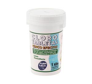 Cloro tableta piscina 1 kg 5 efectos Pura tech