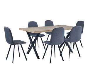 Comedor 6 sillas Tomasa natural/gris 75x160x80 cm