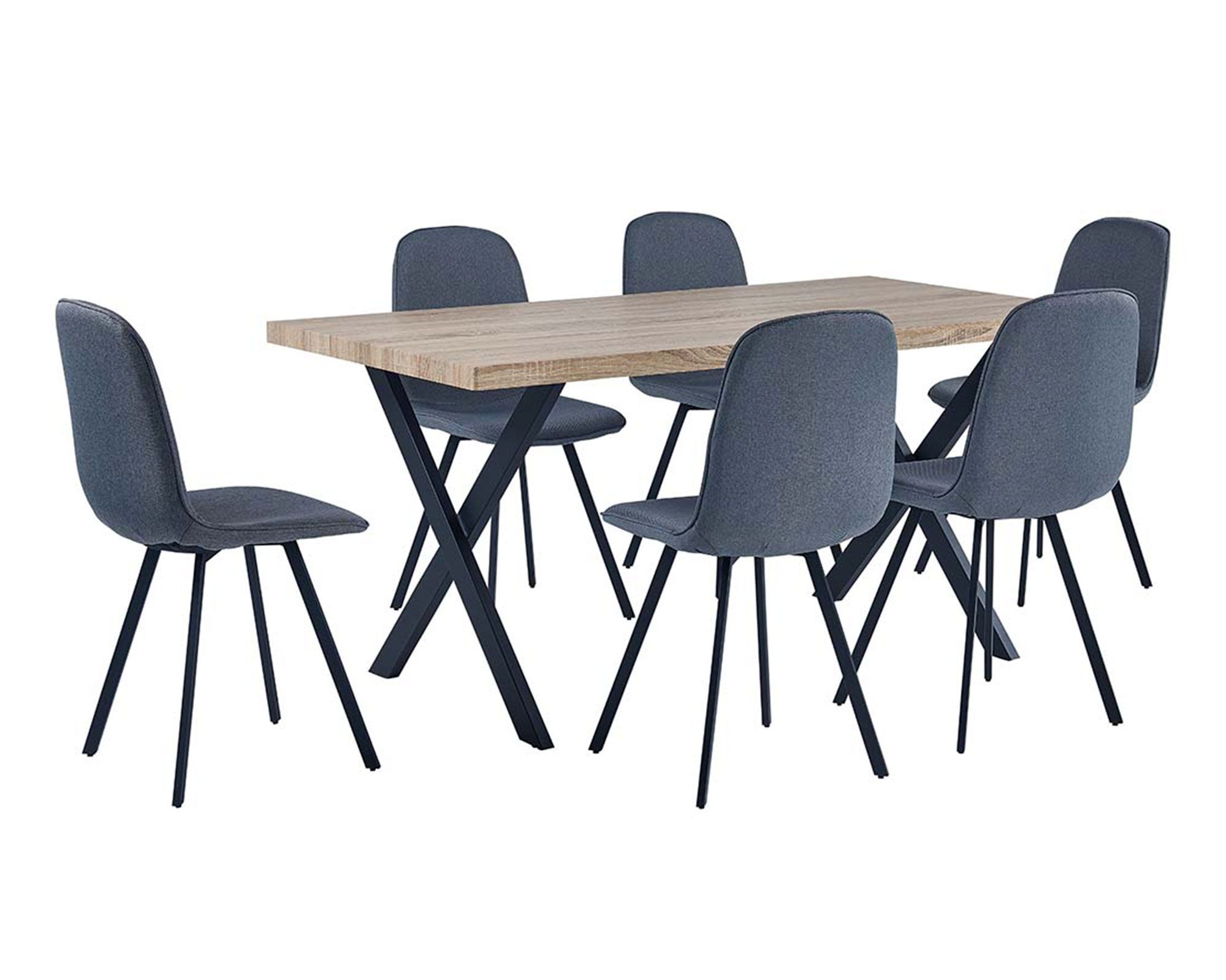 Comedor 6 sillas Tomasa natural/gris 75x160x80 cm a $269.990