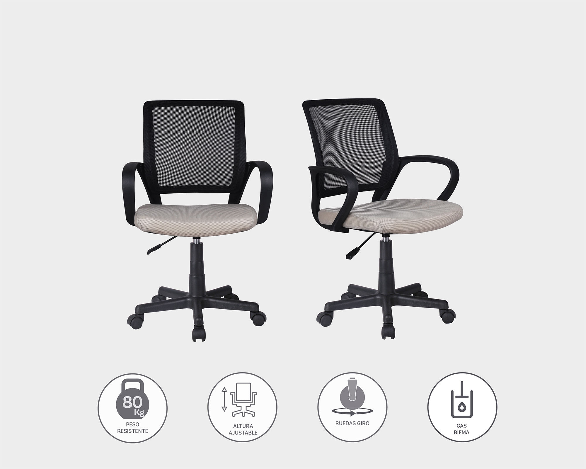 Silla de Escritorio Negro/Gris M+Design