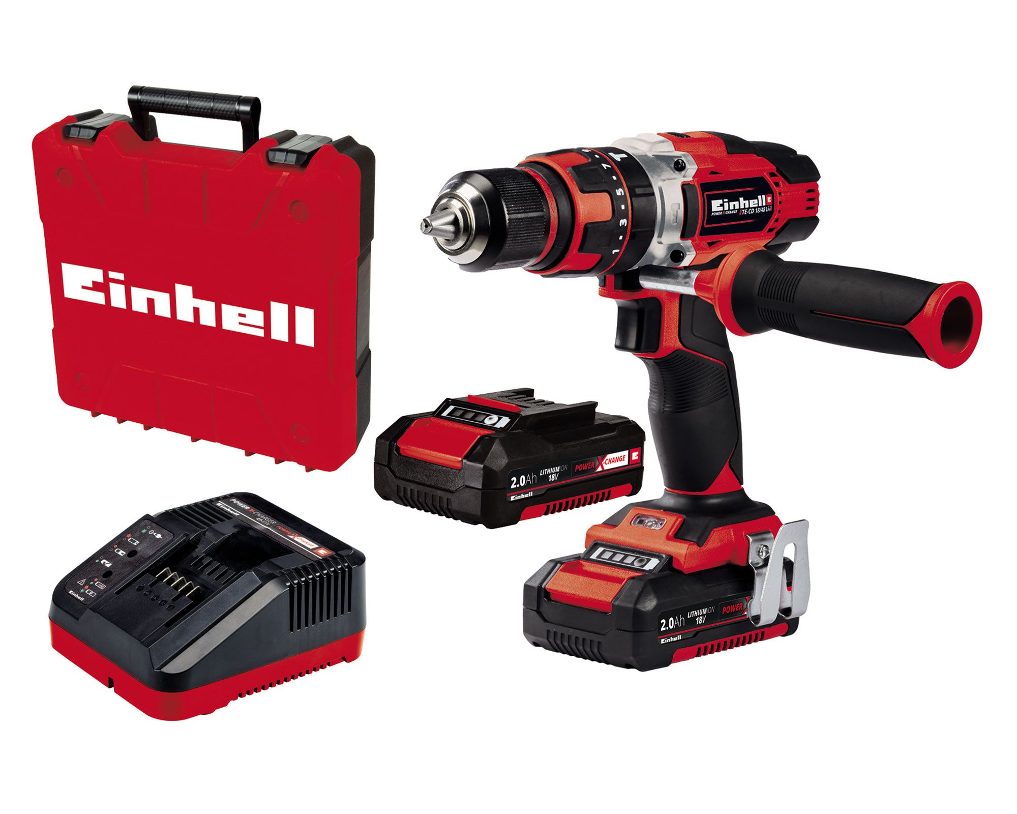 Taladro inalámbrico 18V 13mm TE-CD 18/48 LI-I + 2 baterías 2,0 Ah Einhell a $122.990