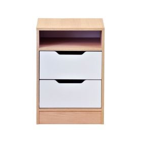 Velador 2 cajones Misuri blanco/carvalo Mobikit.