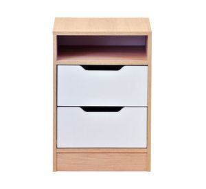 Velador 2 cajones Misuri blanco/carvalo Mobikit.