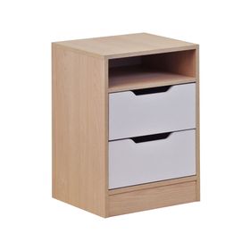 Velador 2 cajones Misuri blanco/carvalo Mobikit.