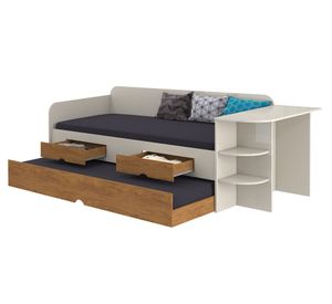 Cama sofá auxiliar 1.5 plazas + escritorio blanco/nogal Decocasa