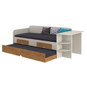 Cama sofá auxiliar 1.5 plazas + escritorio blanco/nogal Decocasa