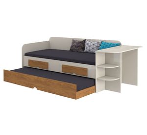 Cama sofá auxiliar 1.5 plazas + escritorio blanco/nogal Decocasa