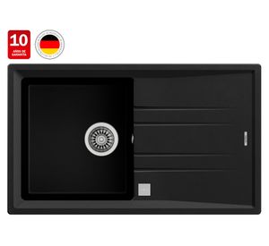 Lavaplatos empotrable Stone 50 1C1E TG negro carbón 20x86x51 cm