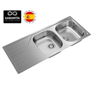 Lavaplatos empotrado Universe 80 T-XP 2C 1E inoxidable 17x116x50 cm
