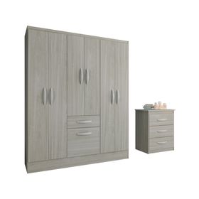 Combo Clóset 6 puertas 2 cajones + Cómoda 3 cajones crema