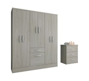 Combo Clóset 6 puertas 2 cajones + Cómoda 3 cajones crema