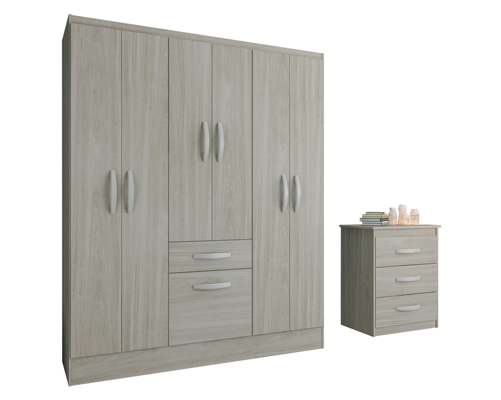 Combo Clóset 6 puertas 2 cajones + Cómoda 3 cajones crema a $139.990