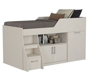 Cama multifuncional 1,5 plazas con escritorio blanco Decocasa