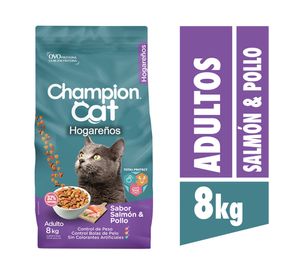 Alimento seco gatos 8 kg Hogareños salmón y pollo Champion Cat.
