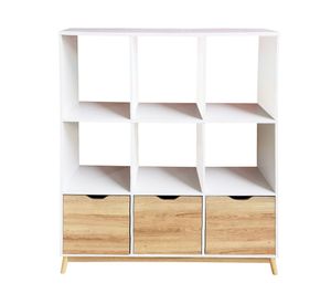 Librero 3 puertas Florencia natural/blanco M+Design