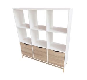 Librero 3 puertas Florencia natural/blanco M+Design