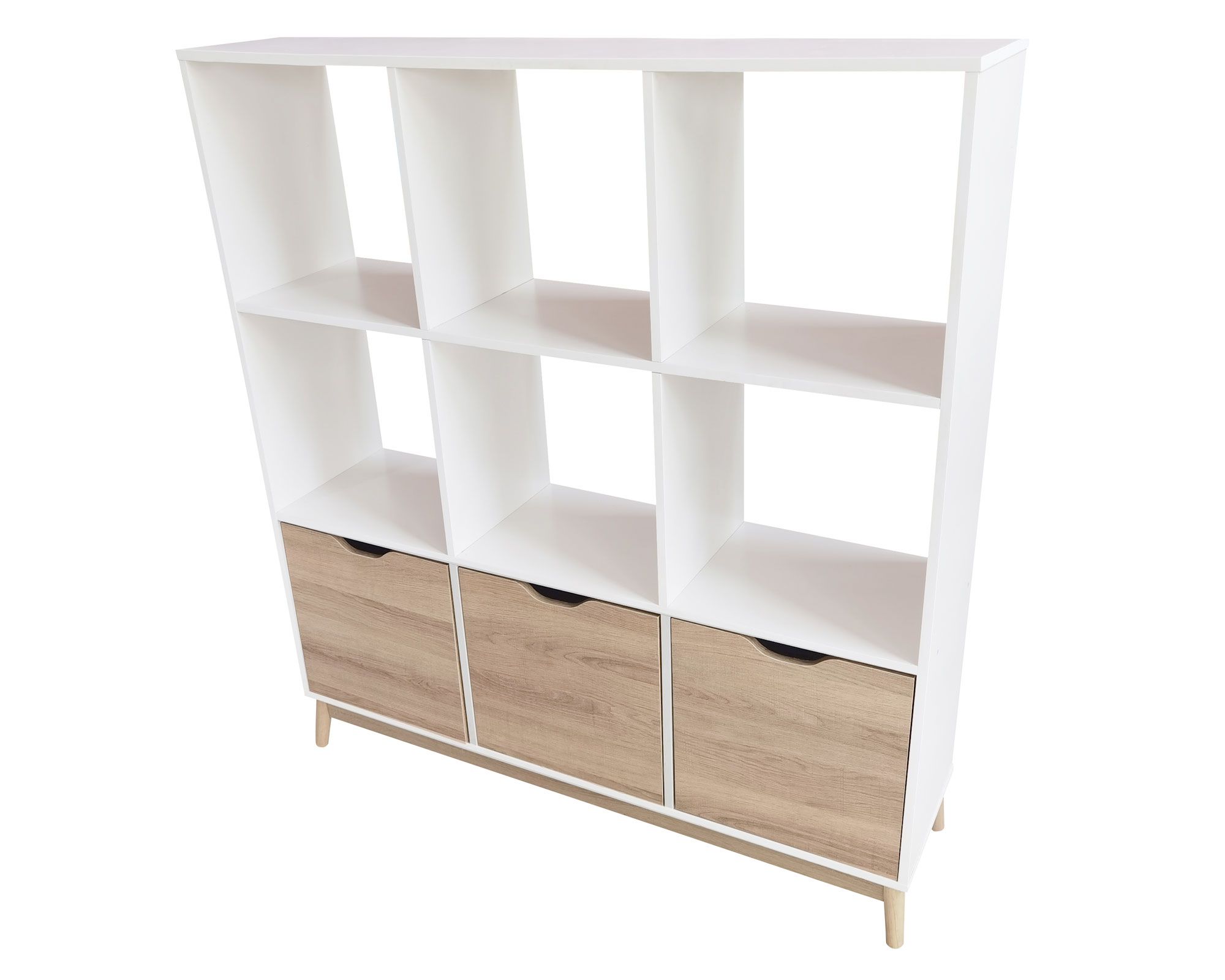 Librero 3 puertas Florencia natural/blanco M+Design