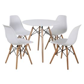 Comedor redondo 4 sillas Atrilsb blanco 75x80x80 cm