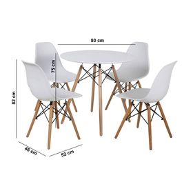 Comedor redondo 4 sillas Atrilsb blanco 75x80x80 cm