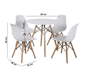 Comedor redondo 4 sillas Atrilsb blanco 75x80x80 cm