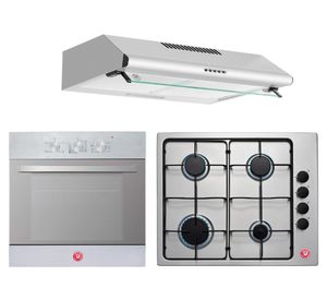 Kit empotrable campana 60 cm + encimera gas licuado 4 quemadores + horno 68 lt