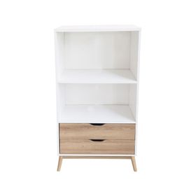 Librero 2 cajones Florencia natural/blanco M+Design