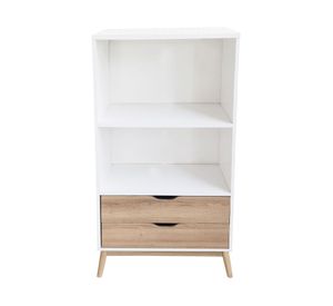 Librero 2 cajones Florencia natural/blanco M+Design