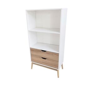 Librero 2 cajones Florencia natural/blanco M+Design