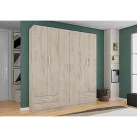 Clóset 6 puertas 4 cajones crema 180x46x200 cm