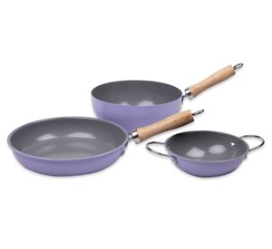 Set Wok 22 cm + Sartén 24 cm + Paila 16 cm Family Cook morado