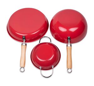 Set Wok 22 cm + Sartén 24 cm + Paila 16 cm Family Cook rojo