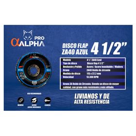 Disco flap 4 1/2" ZA40 azul