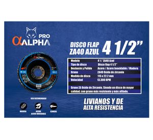 Disco flap 4 1/2" ZA40 azul