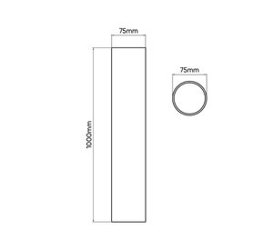 Tubería sanitaria 75 mm x 1 m gris