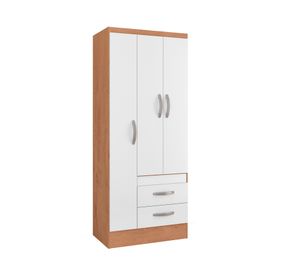 Clóset 3 puertas 2 cajones Bicolor blanco/canelato 183x75x45 cm