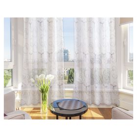 Juego cortina velo 140x220 cm Bordado gris