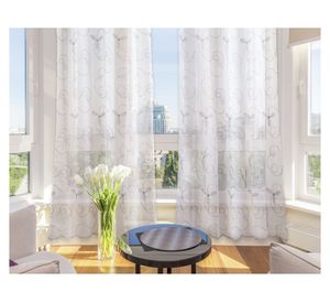 Juego cortina velo 140x220 cm Bordado gris