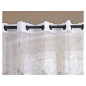 Juego cortina velo 140x220 cm Bordado gris