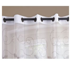 Juego cortina velo 140x220 cm Bordado gris