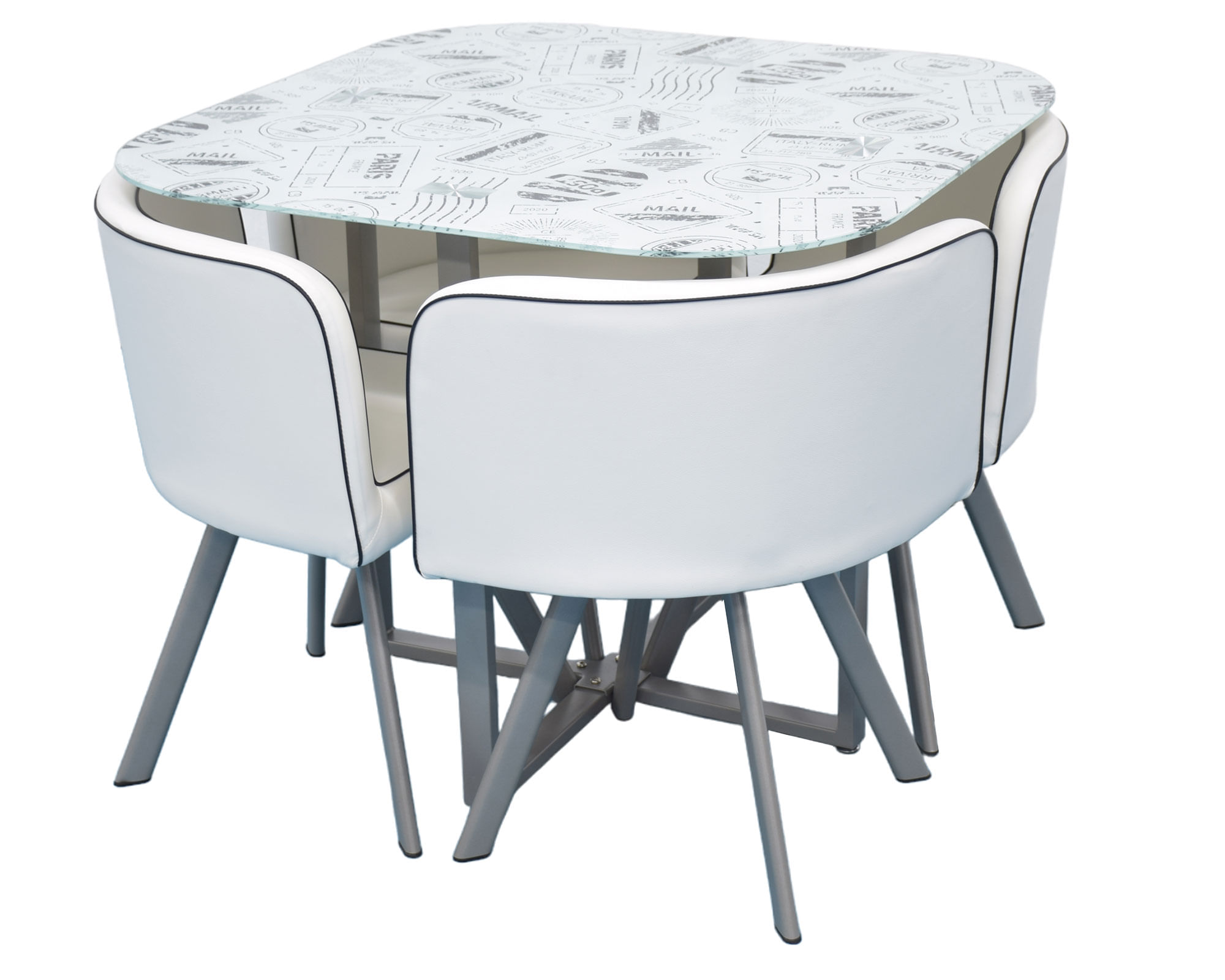 M+Design Comedor 4 Sillas Newspaper 73x90x90 cm