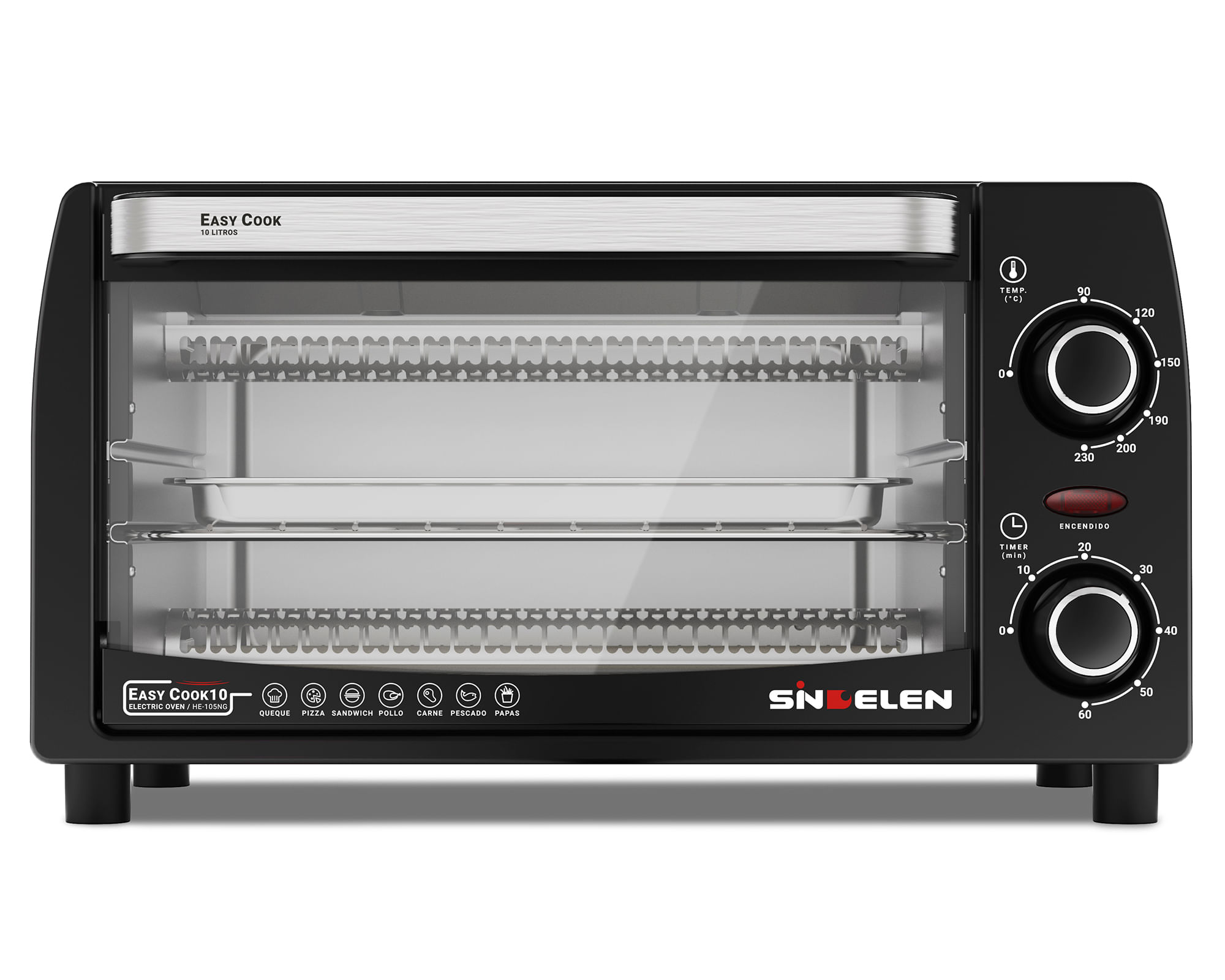 Sindelen Horno eléctrico HE-105NG negro 10 lt.