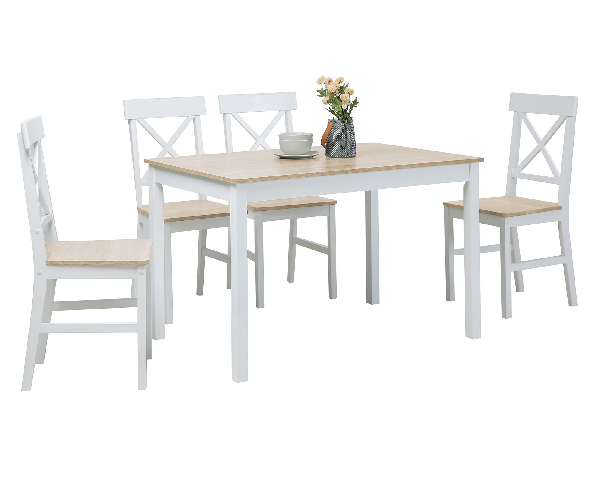 M+Design Comedor 4 Sillas Romance Blanco/Natural