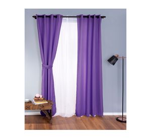 Set de Cortina 140x220 cm Rústico Argollas morado