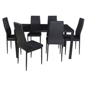 Comedor 6 sillas vidrio negro 75x150x80 cm