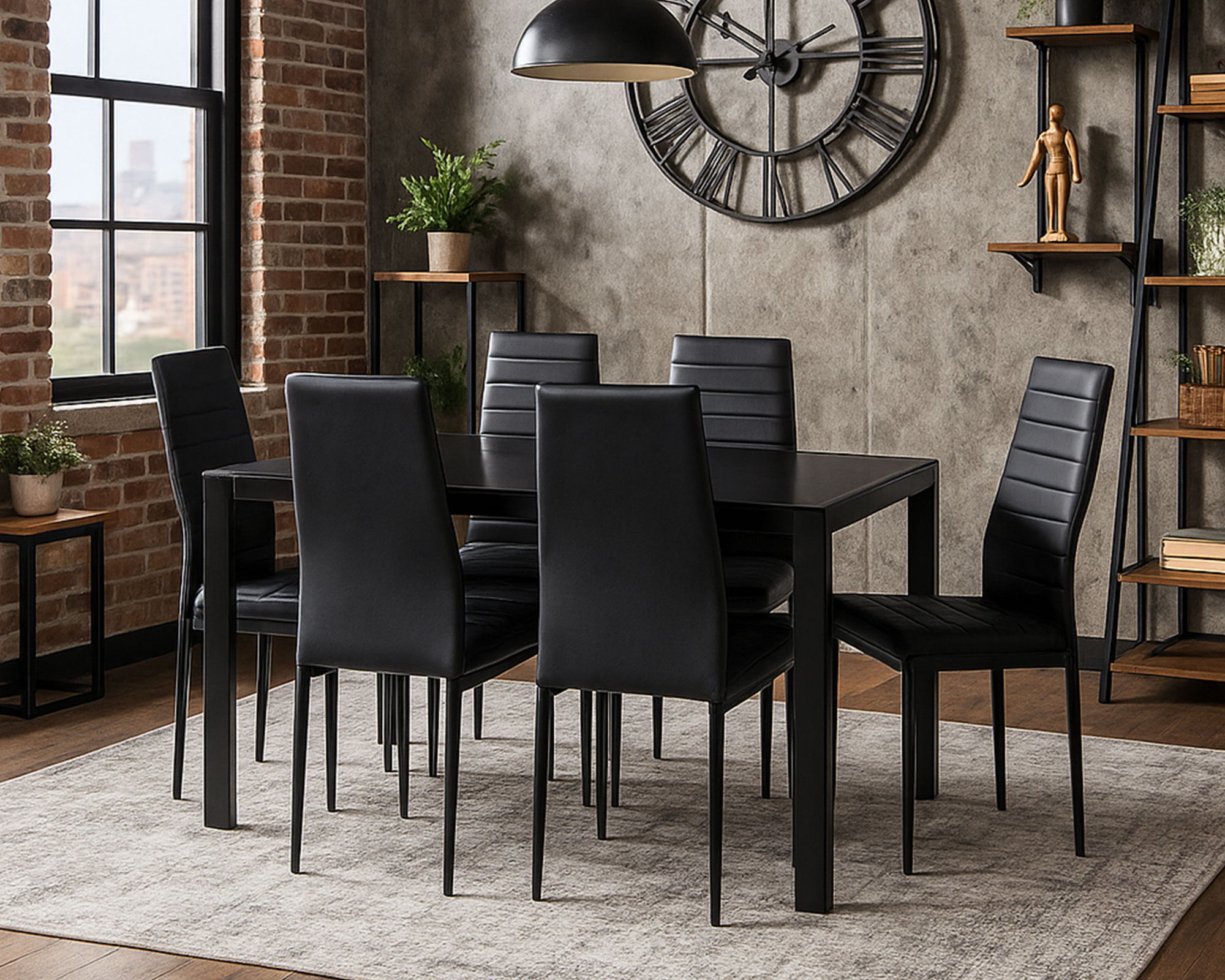Comedor Vidrio Negro 6 Sillas M+Design