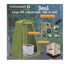 Baño químico portátil + ducha solar 20 lt + caseta verde