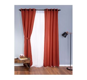 Set de Cortina 140x220 cm Rústico Argollas terracota